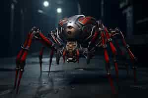 Free photo metal robotic three-dimensional spider