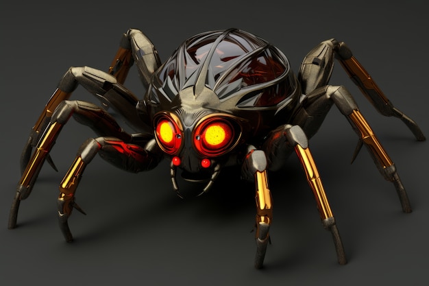 Free photo metal robotic three-dimensional spider