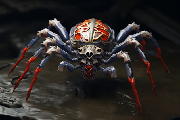 Free photo metal robotic three-dimensional spider