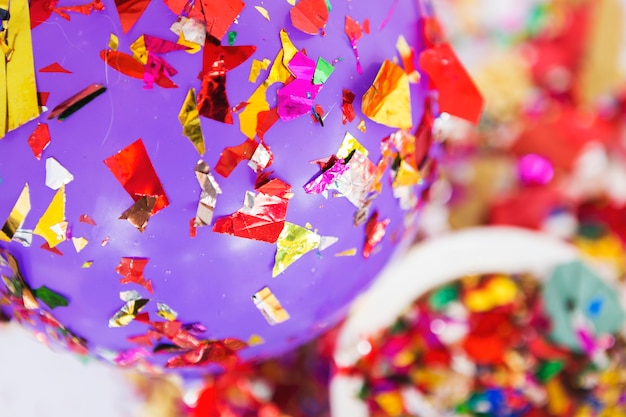 Metallic confetti on balloon