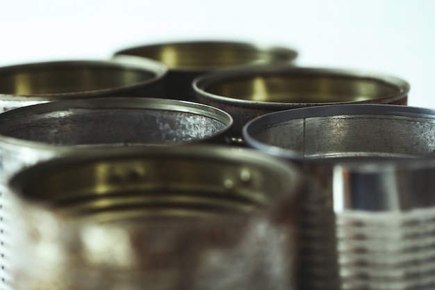 Free photo metallic jars on white