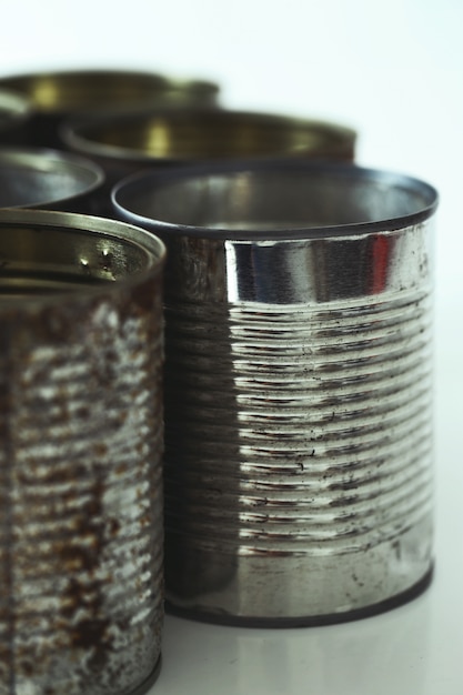 Free Photo metallic jars on white