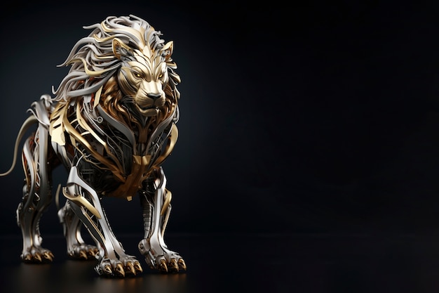 Free Photo metallic lion in studio