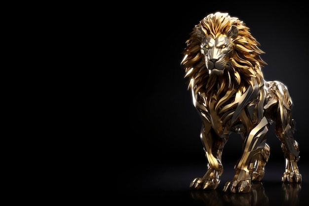 Free Photo metallic lion in studio