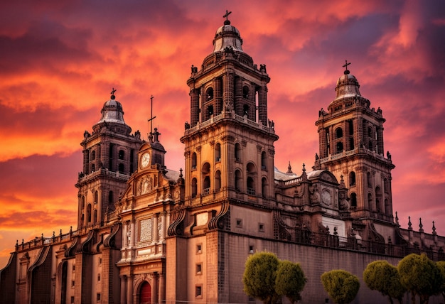 Free photo mexican church at dawn