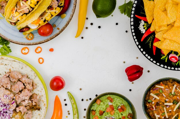 Mexican cuisine on white desk