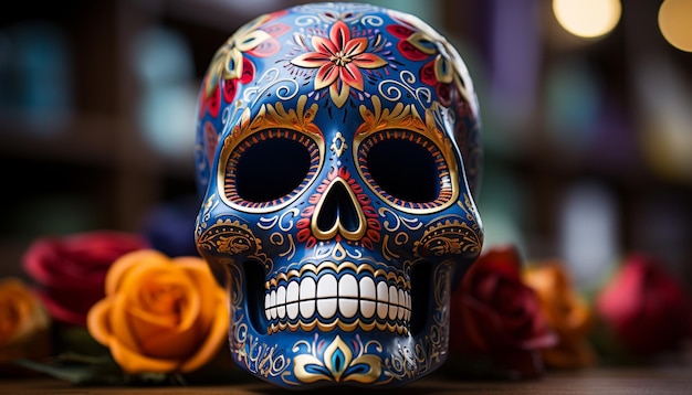 Free photo mexican culture celebrates day of the dead with spooky decorations generated by artificial intelligence