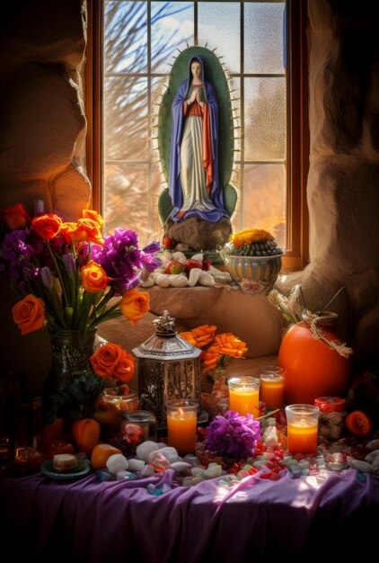 Mexican dia de muertos altar