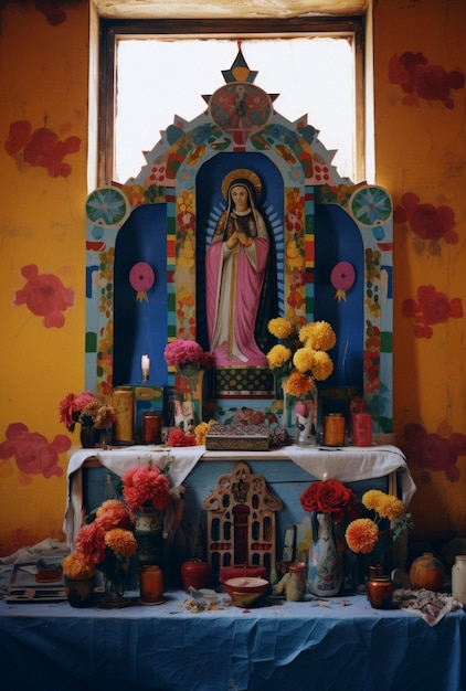 Mexican dia de muertos altar