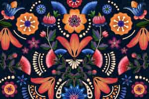 Free photo mexican ethnic flower pattern illustration