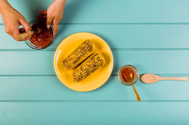 Mexican food concept with fried maize on plate