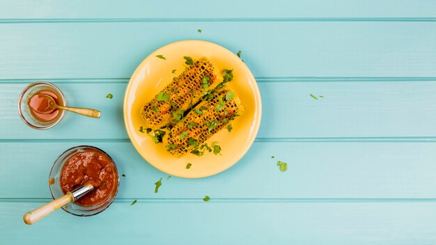 Mexican food concept with fried maize on plate