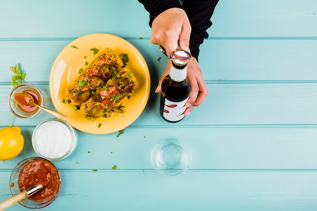 Mexican food concept with fried maize on plate