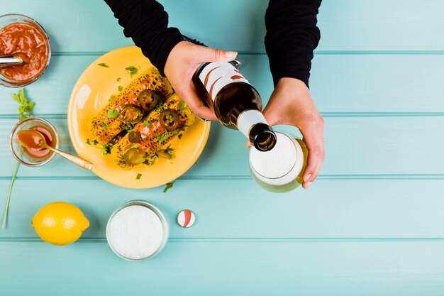 Mexican food concept with fried maize on plate