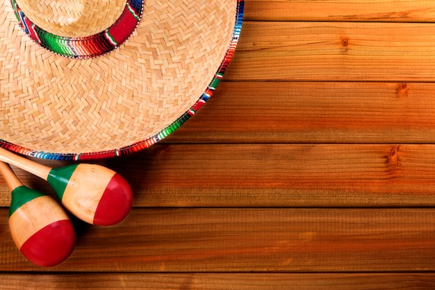 Free Photo mexican hat on wood 