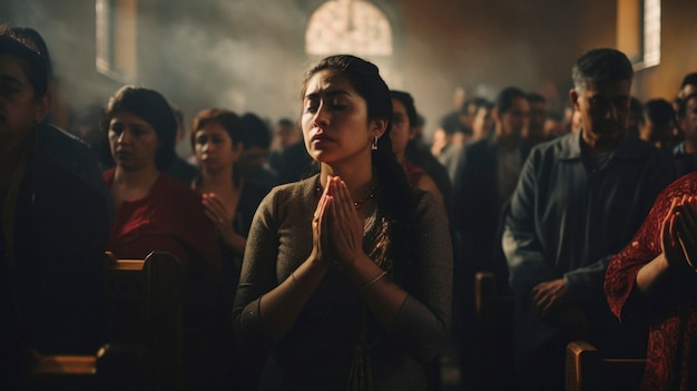 Mexican people attending church