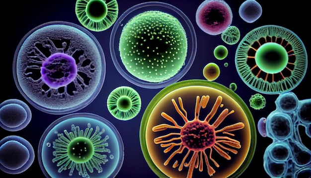 Free Photo microorganism magnified science reveals nature complex workings generated by ai