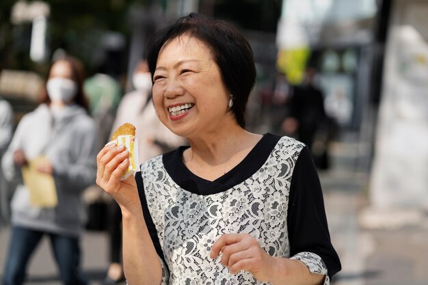 Middle age woman smiling and having a good time