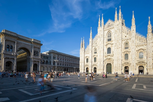 Milan Cathedral, Duomo and Vittorio Emanuele II Gallery at Piazza del Duomo. Lombardy, Italy