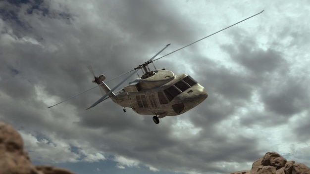 Military helicopter Render 3d Illustration