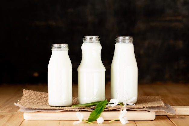 Free photo milk healthy dairy products on table