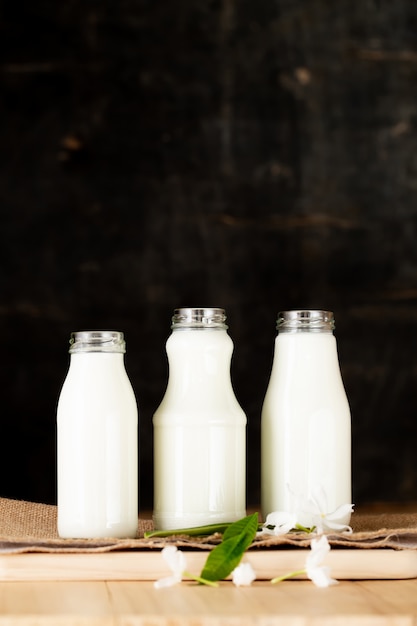 Free photo milk healthy dairy products on table