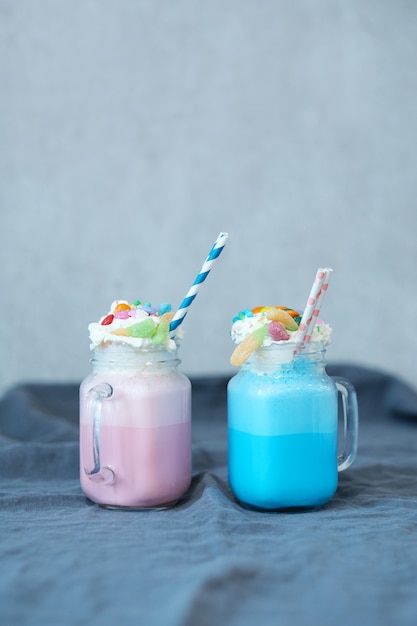 Milkshake with sweets