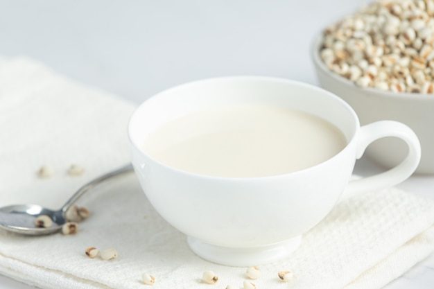 Millet milk in glass ready to serve