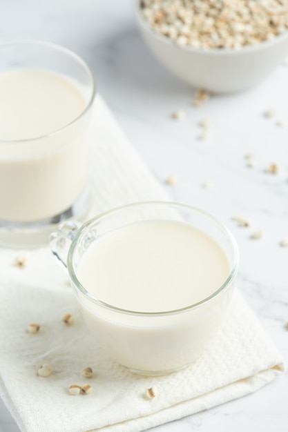 Millet milk in glass ready to serve