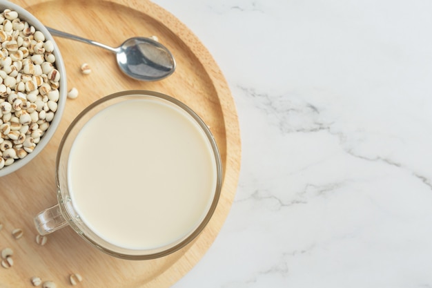 Millet milk in glass ready to serve