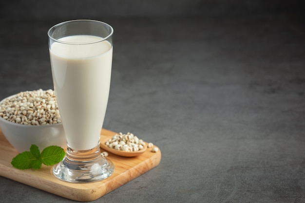 Millet milk in glass ready to serve