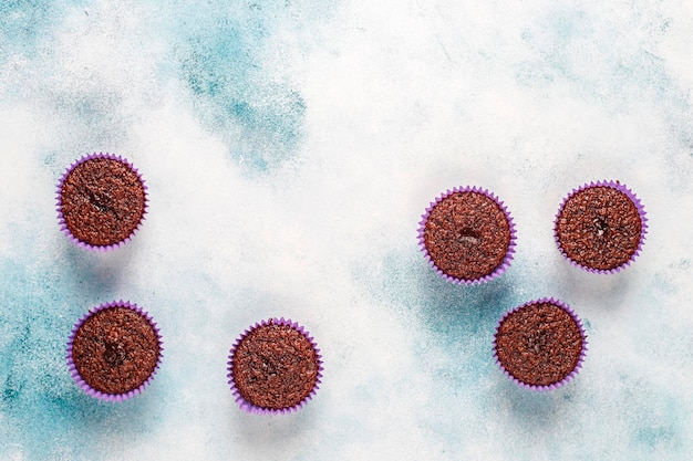 Mini chocolate souffle cupcakes