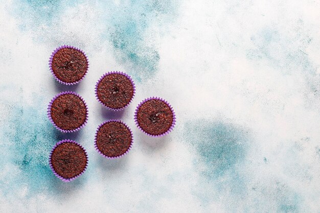 Mini chocolate souffle cupcakes