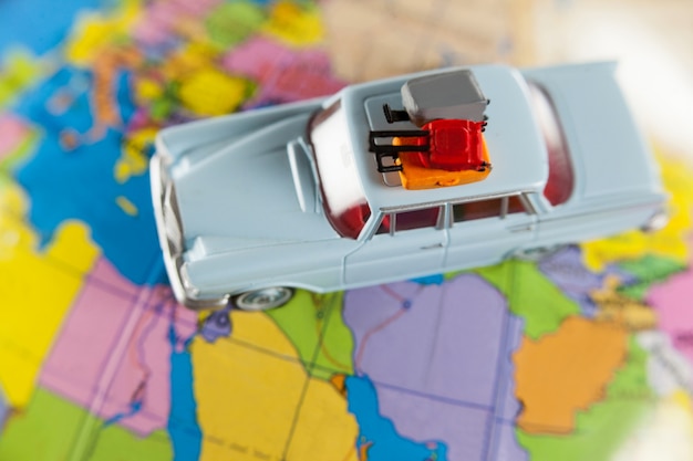 Free photo miniature car on a map