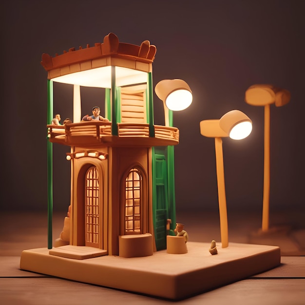 Free photo miniature people couple sitting on the lantern love concept