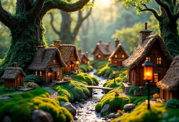 Free photo miniature village background