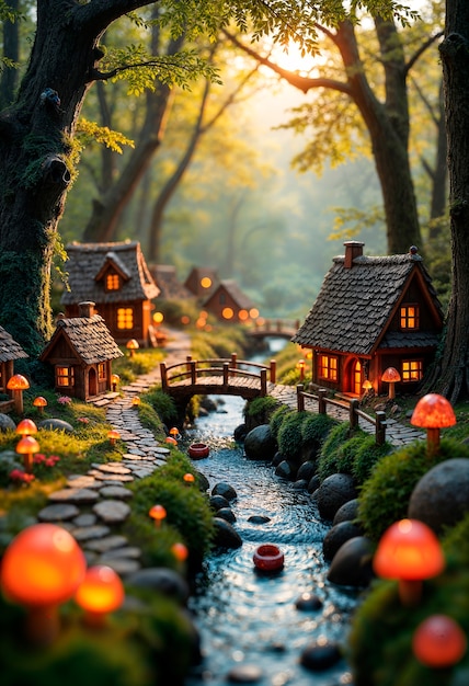 Free photo miniature village background