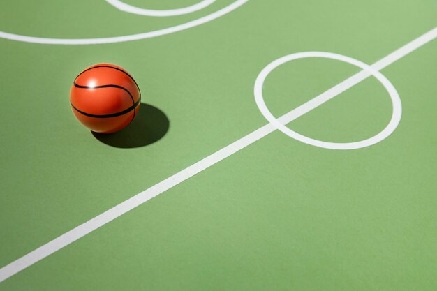 Minimal basketball court still life