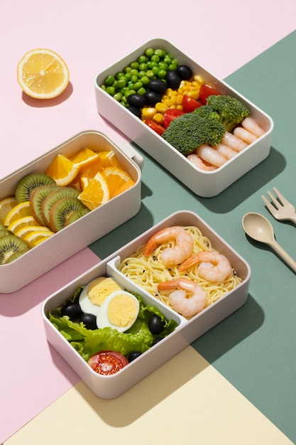 Free photo minimal bento box composition