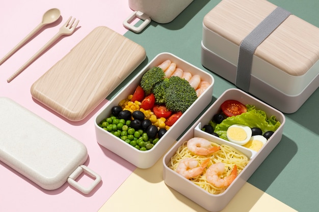 Minimal bento box composition