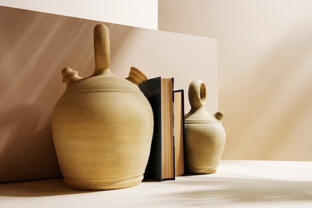 Free photo minimal modern vases and books