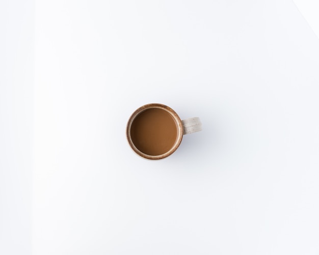 Minimal photo of coffee cup, flat lay, top view