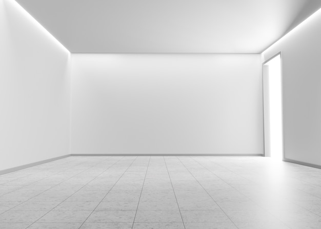 Minimal rooms and walls with lighting effects in 3d rendering