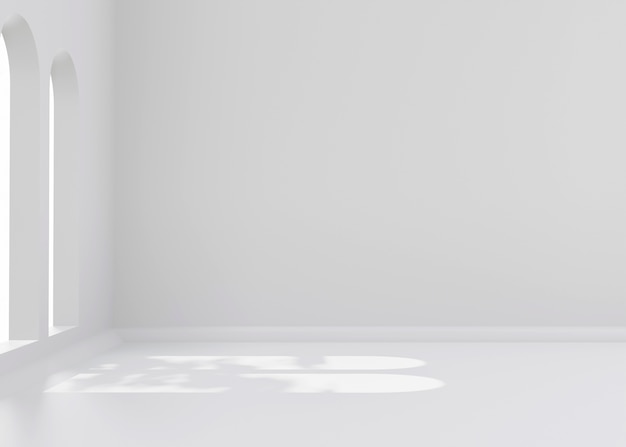 Minimal rooms and walls with lighting effects in 3d rendering