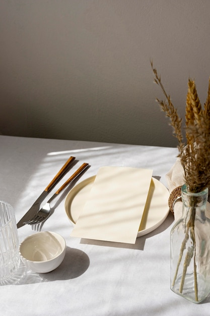 Minimal white table arrangement