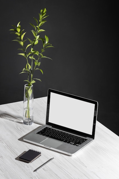 Minimalist business desk high angle