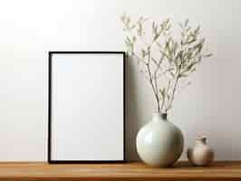 Free photo minimalist interior aesthetic closeup poster frame mockup