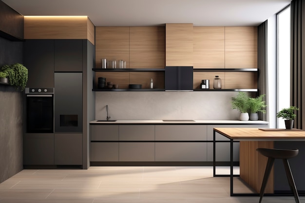 Free Photo minimalist kitchen interior design