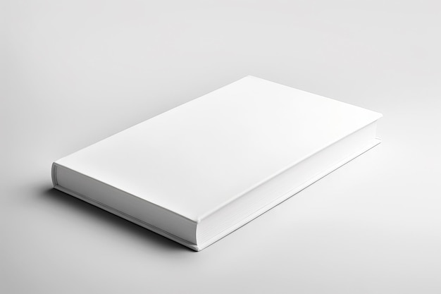 Minimalist photo of a blank book on a white surface