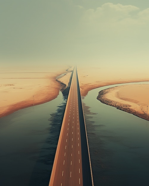 Free photo minimalist photorealistic bridge road